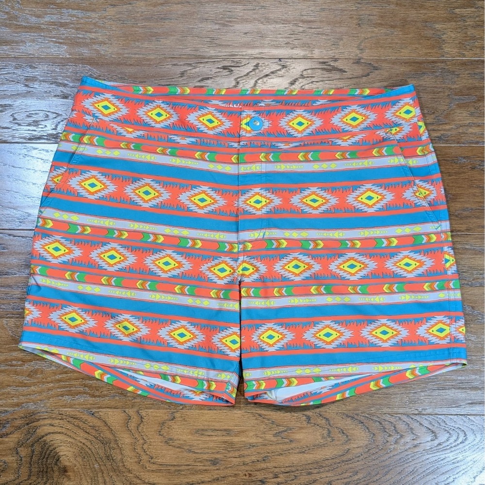 Chubbies Men's XL 38x6 Neon Aztec Hybrid Board Swim Shorts Multicolor 6" Inseam‎
